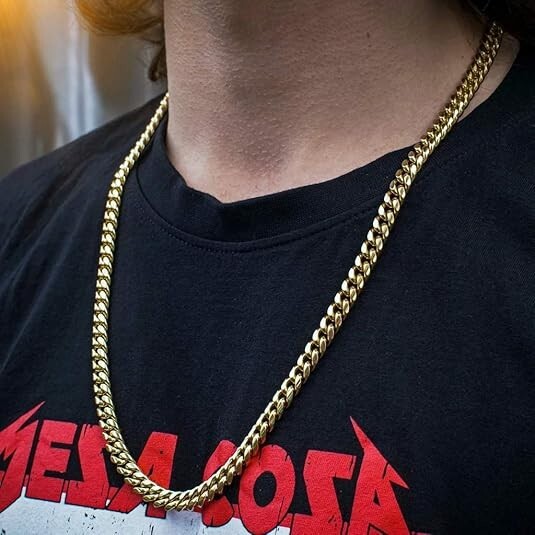 14k Gold Plated Stainless Steel Miami Cuban Link Bracelet Or Chain with CZ Clasp