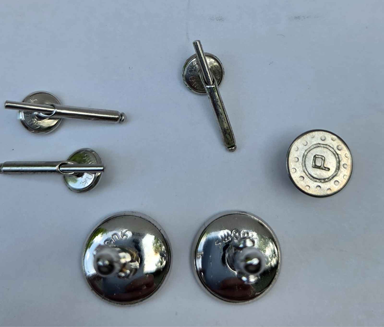 Vintage Swank Silver Tone Black Onyx Cufflinks and Tuxedo Shirt Studs Set