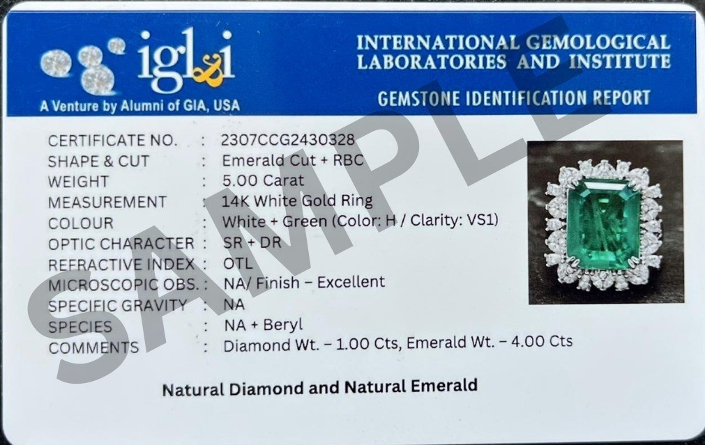 3.94 Ct Oval Cut Natural Emerald Diamond Wedding Engagement Ring 14K White Gold