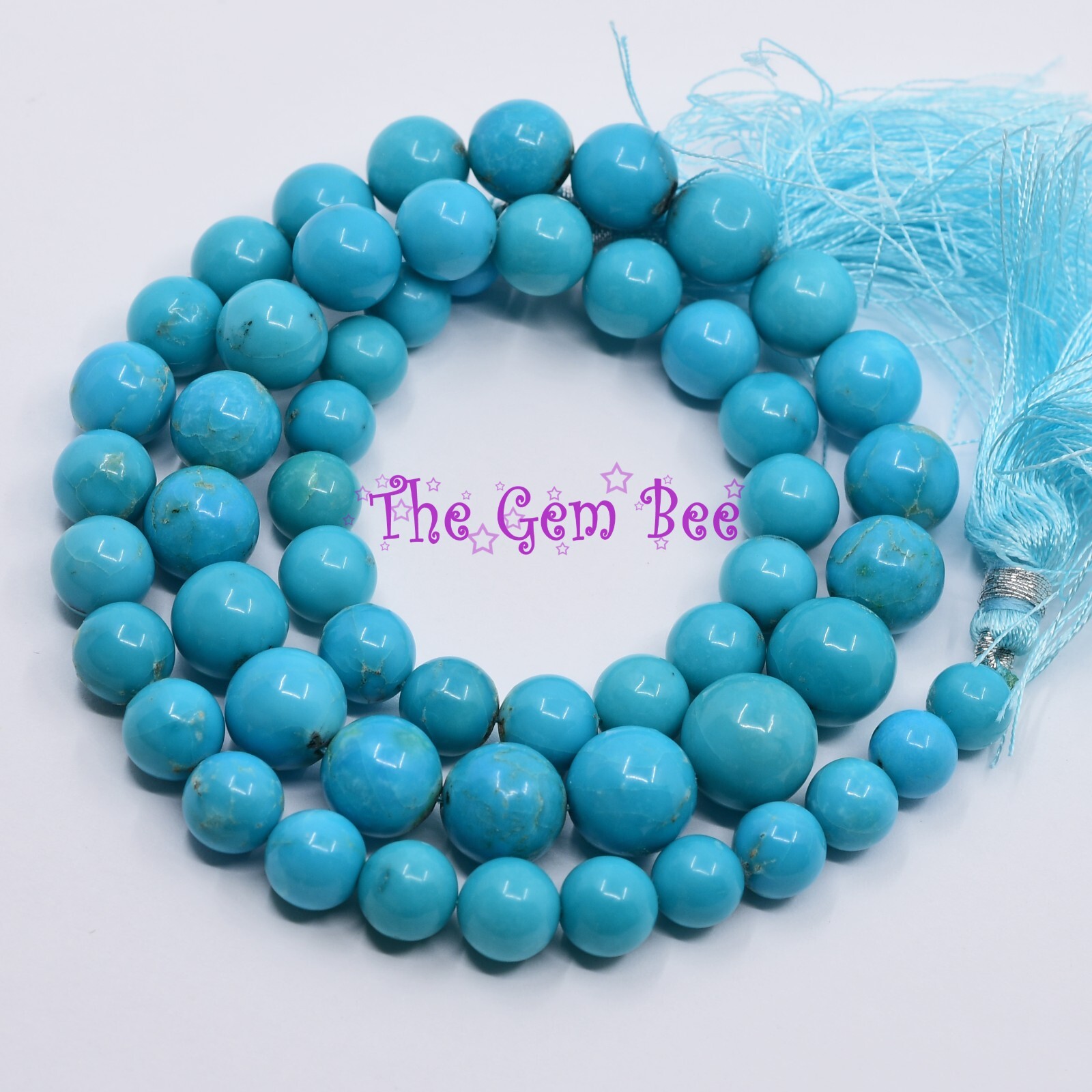 6.8-10.6MM Sleeping Beauty Turquoise Light Blue Smooth Round Rondelle 17.5 inch