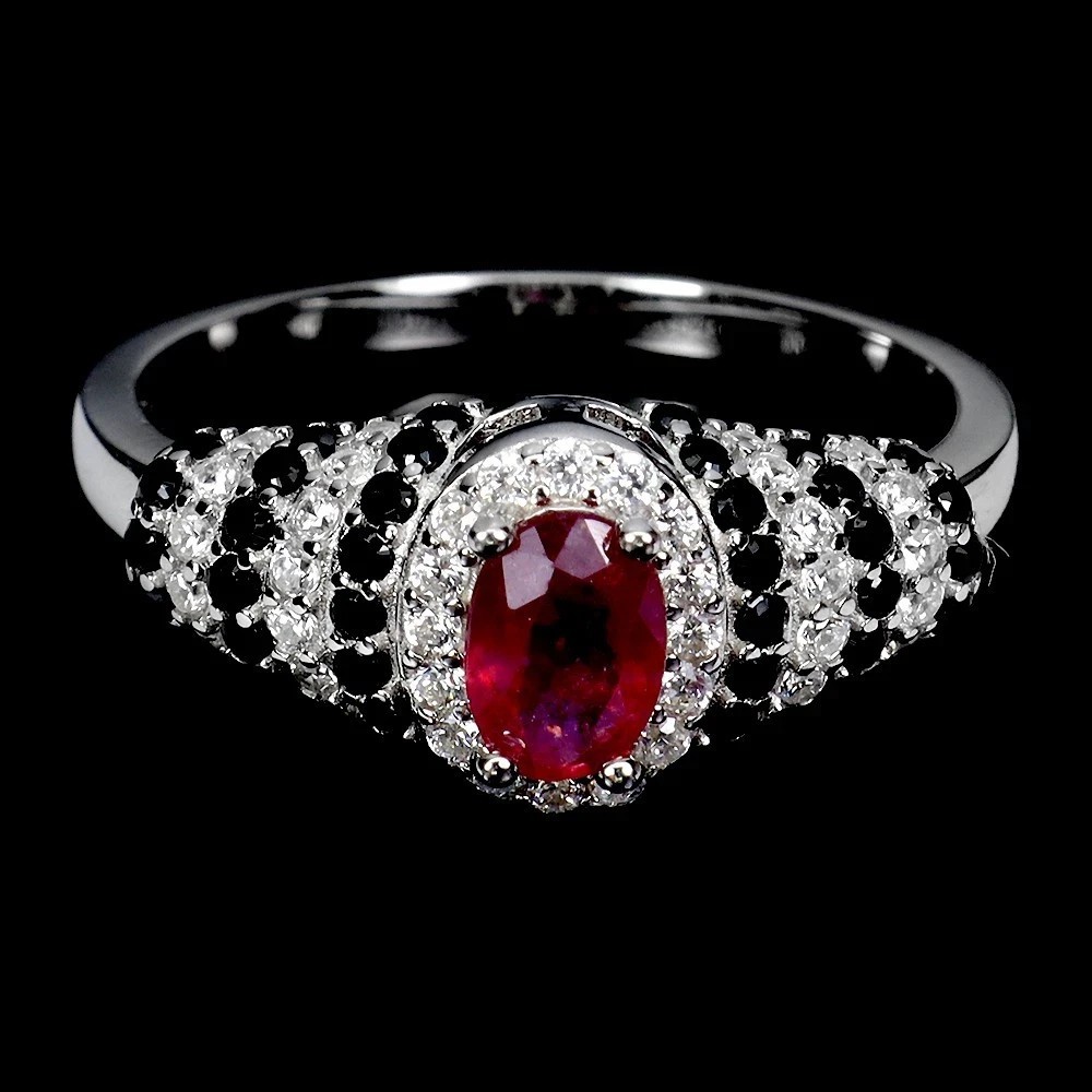 3.0 Ct Oval Cut Lab Created Red Ruby Diamond Halo Ring 14K White Gold Plated