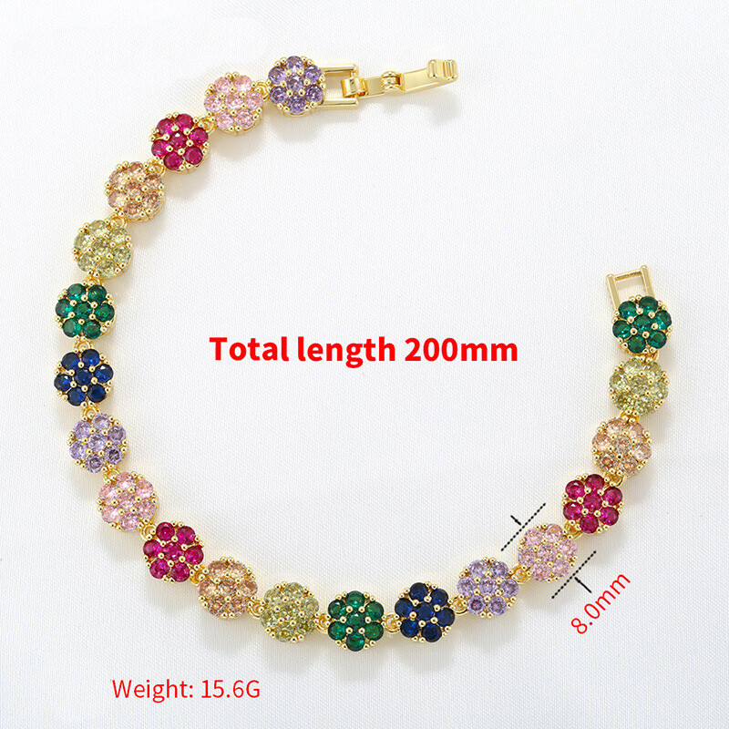 Charm Colorful Flower Tennis Chain Necklace Bracelet Jewelry Women Girl Choker