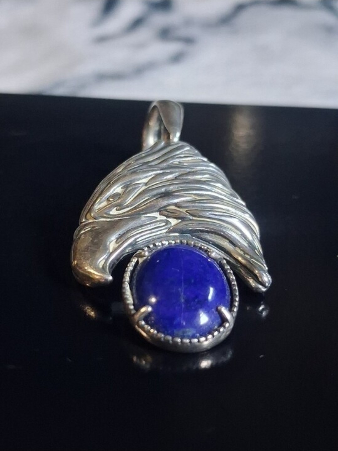 Carolyn Pollack & Fritz Casuse American West Eagle & Lapis Enhancer Pendant