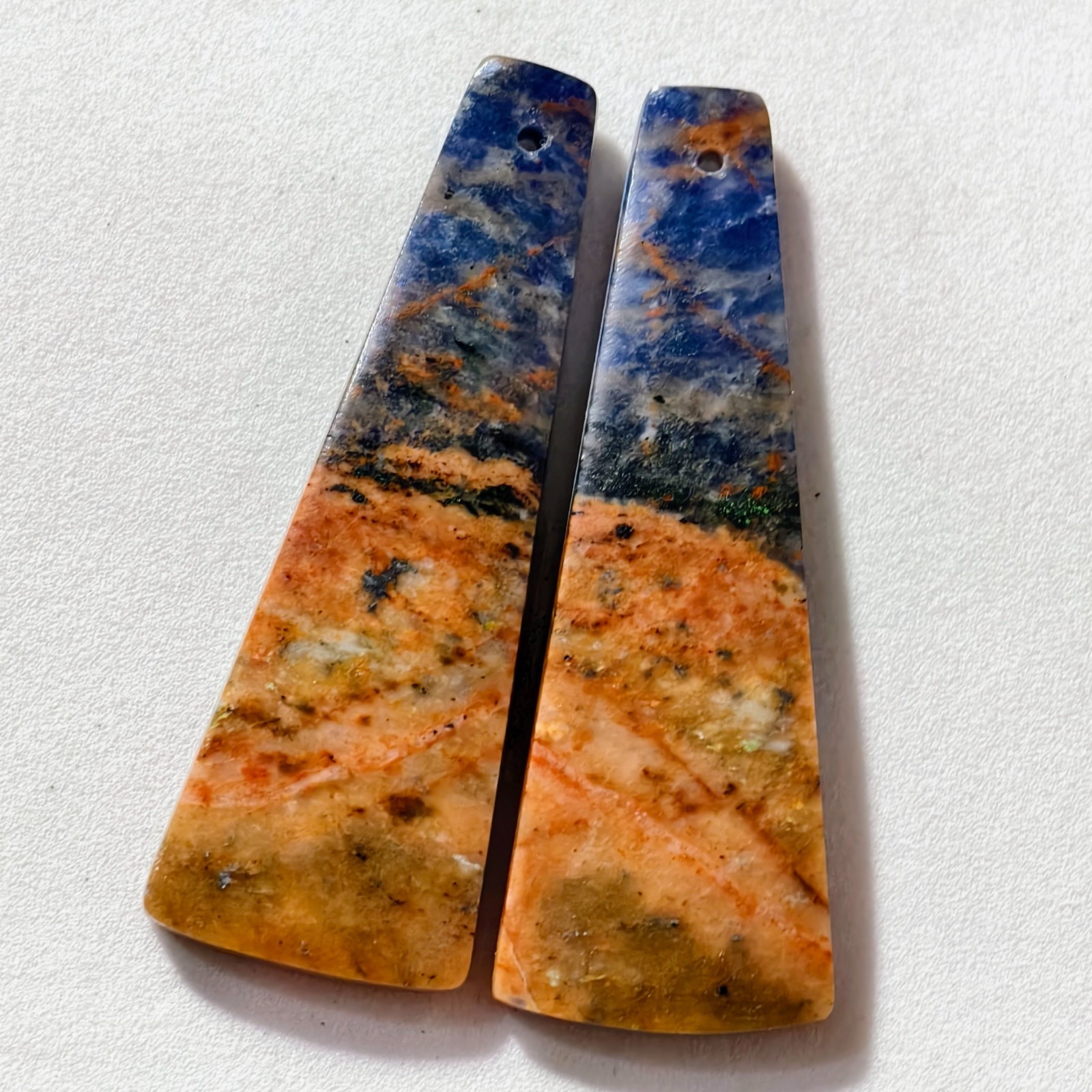 42 Cts Natural Sodalite Drilled Match Pair Cabochon Gemstone 43.3 X 15.2 MM