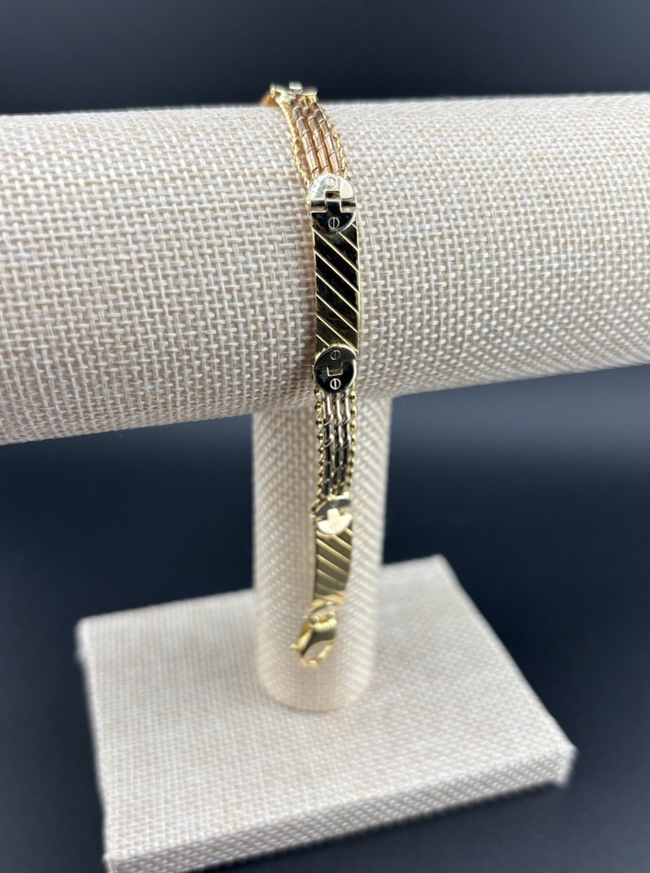 Mens 18K Yellow Gold Italian Bracelet 16.45 Grams 7.10 mm 8 Inch