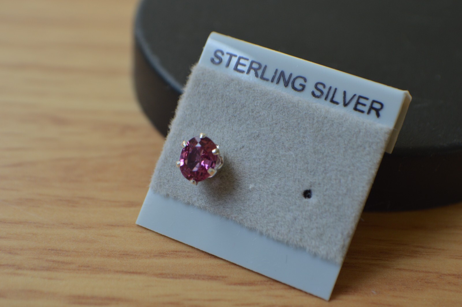 SINGLE EARRING One 0.36ct Neon Pink Tourmaline Solitaire Sterling Silver 5x4mm