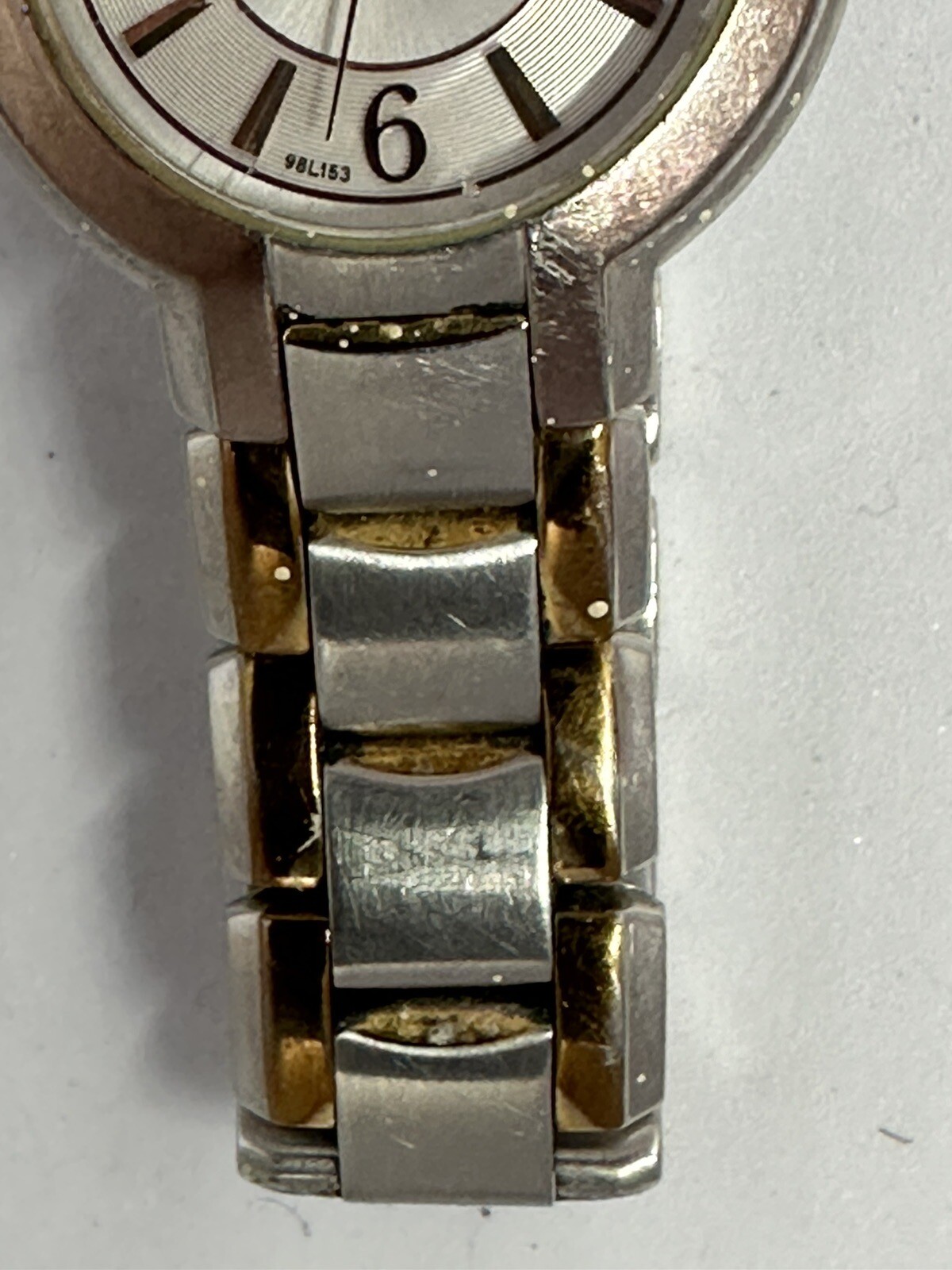 Bulova Watch New Battery Women Two Tone Silver Dial 27mm Round 98L153 6″