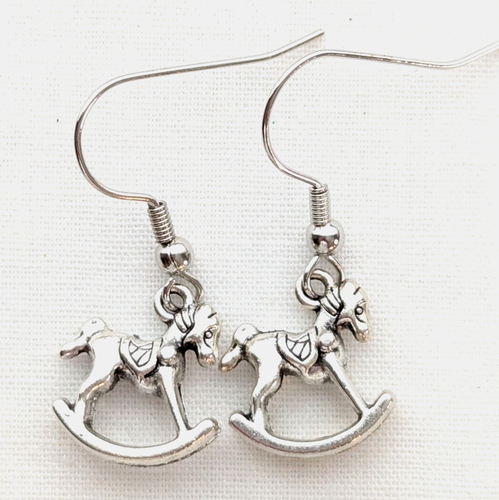 Rocking Hobby Horse Dangle Earrings Baby Shower Kidcore Teacher Holiday Jewelry