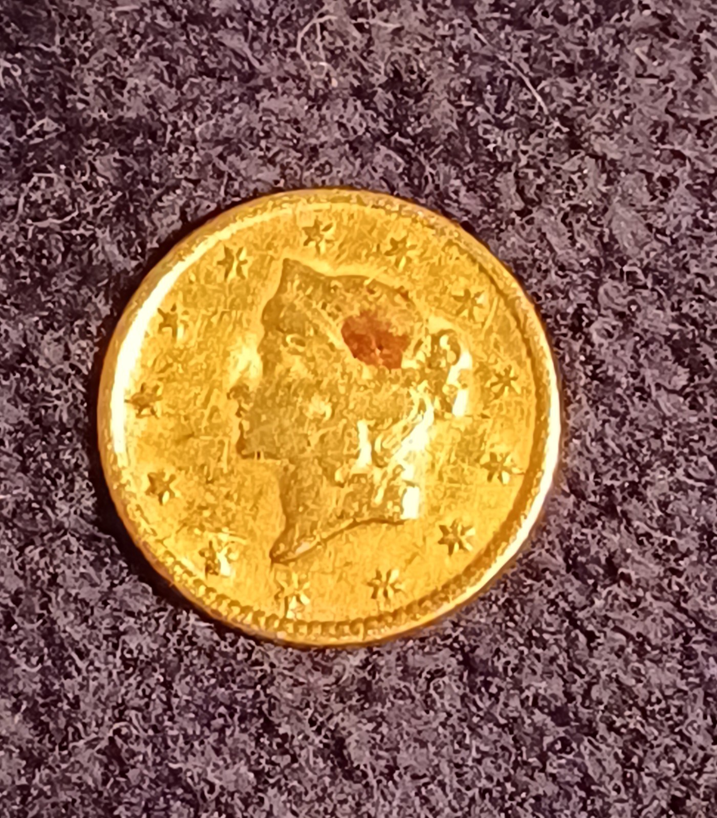 1849 to 1853 Type 1 $1 Liberty One Dollar Gold ready to remount or just view
