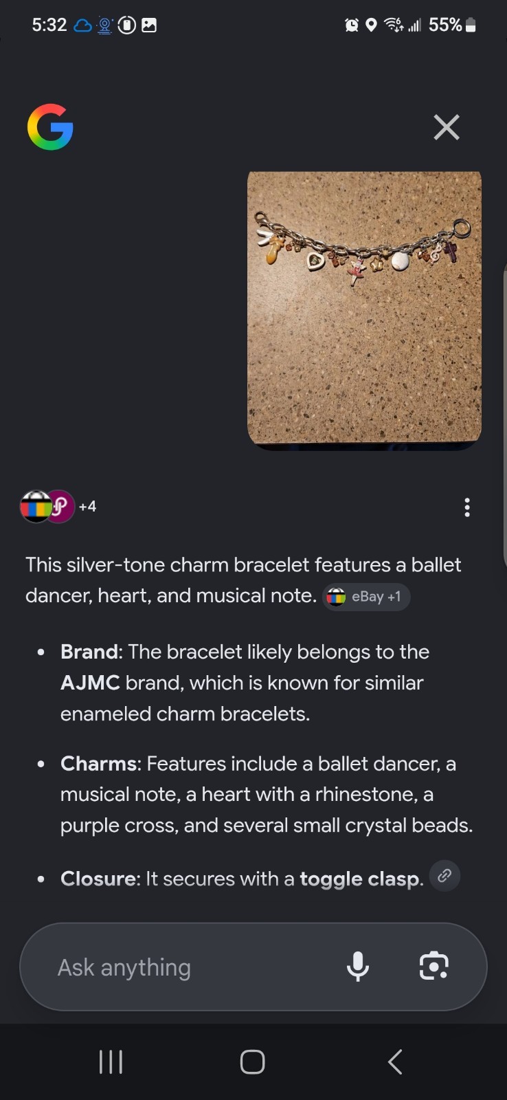 Kids ballerina charm bracelet