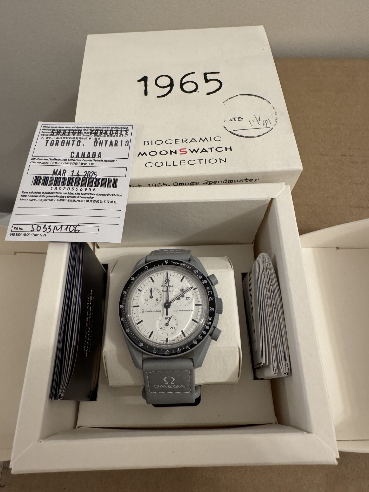 Swatch x OMEGA BIOCERAMIC MoonSwatch 1965 Gray White SO33M106 NEW Authentic