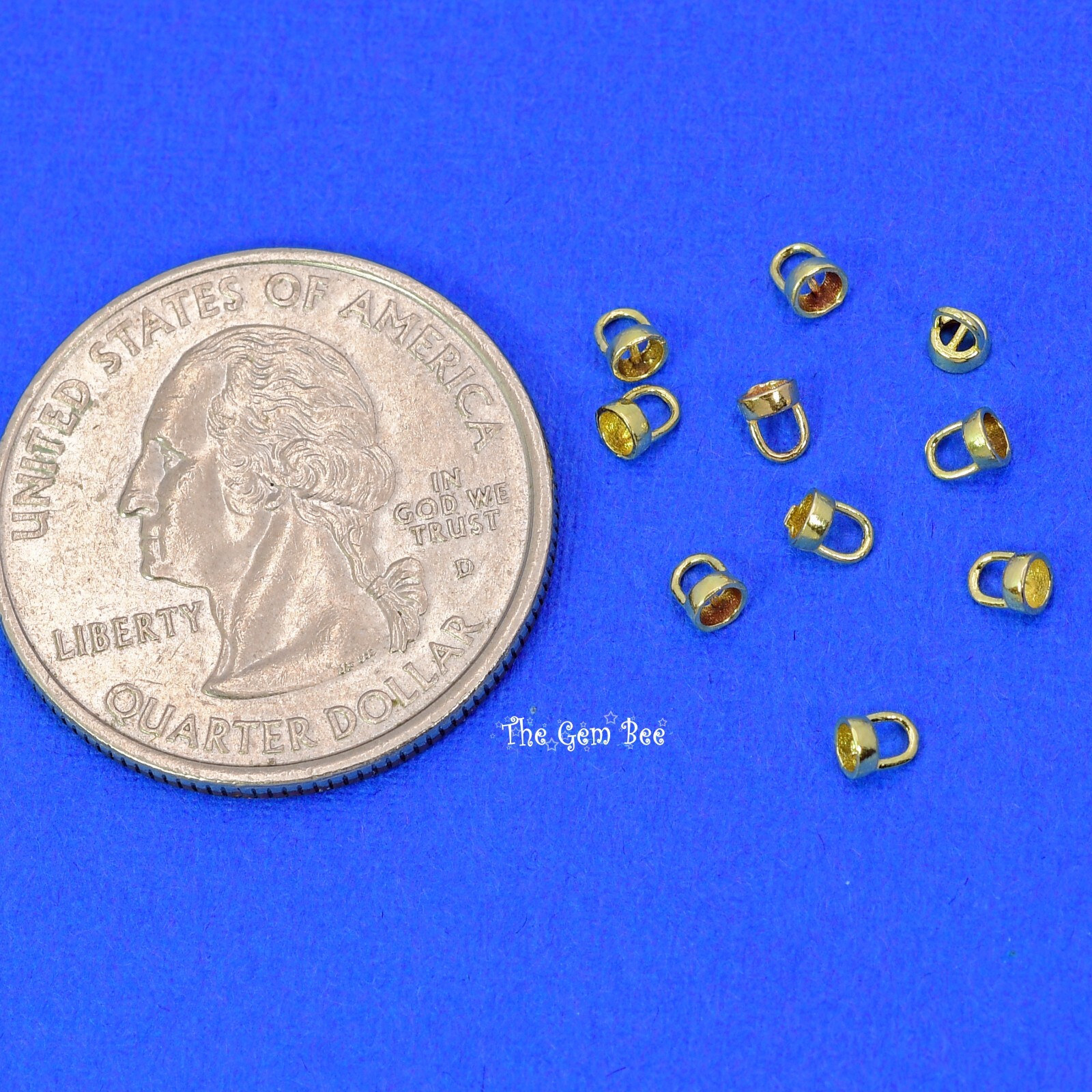 14K Solid Yellow Gold Crimp Hook Cups Ends Findings With Bars Quantity: (2)