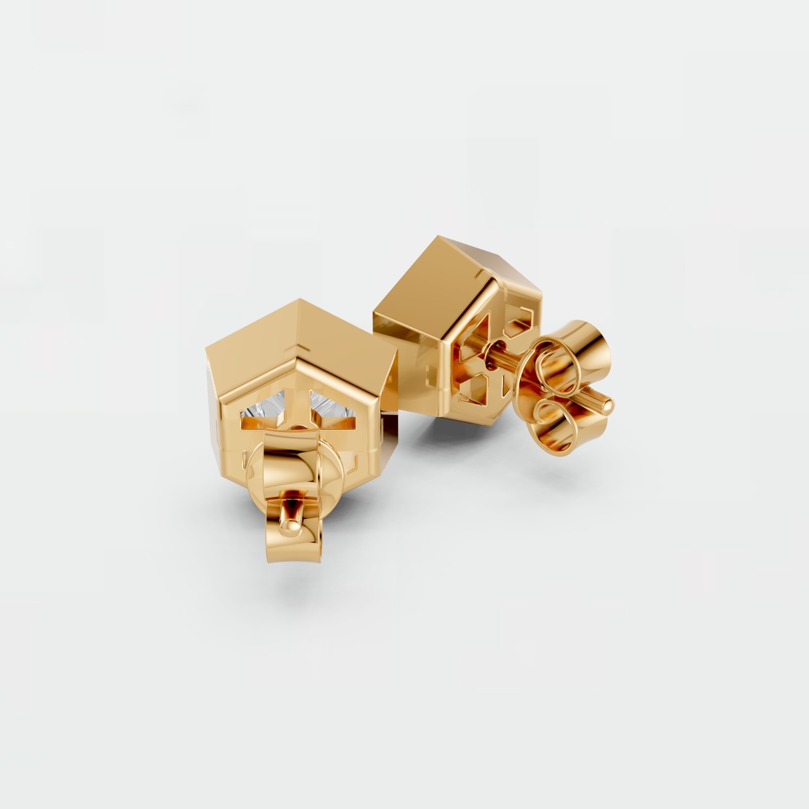 0.90 CTW Hexagon Lab Grown Diamond Stud Earrings Solid Gold Geometric Earrings
