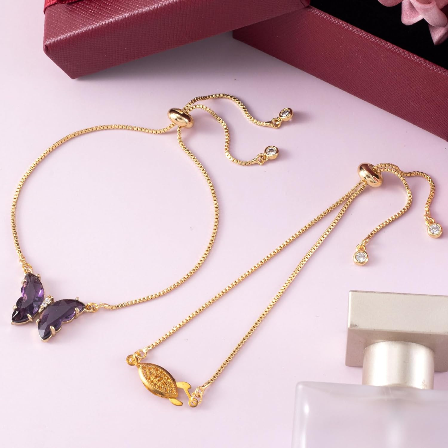 3Pcs Adjustable Slider Bracelet for Jewelry Making, 18K Gold Plated Charm Bracel