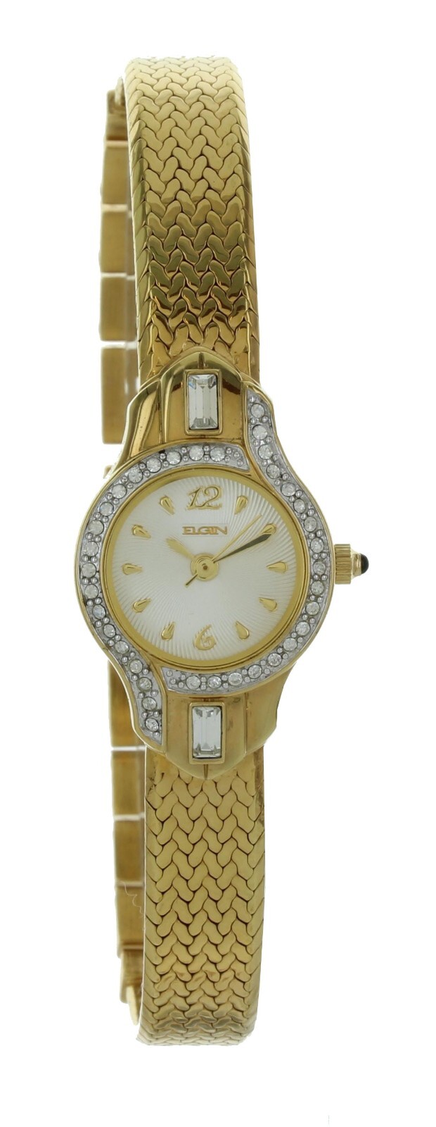 VINTAGE AWOMEN’S ELGIN ANALOG DRESS WATCH GOLD TONE TEXTURED BAND EG183