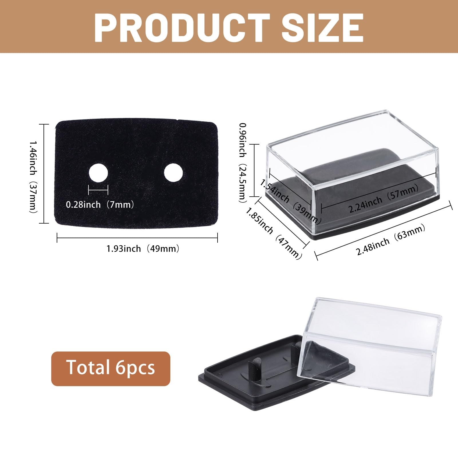 6 Pcs Plastic Cufflinks Box Clear Storage Gift Box Jewelry Display Box Transp…