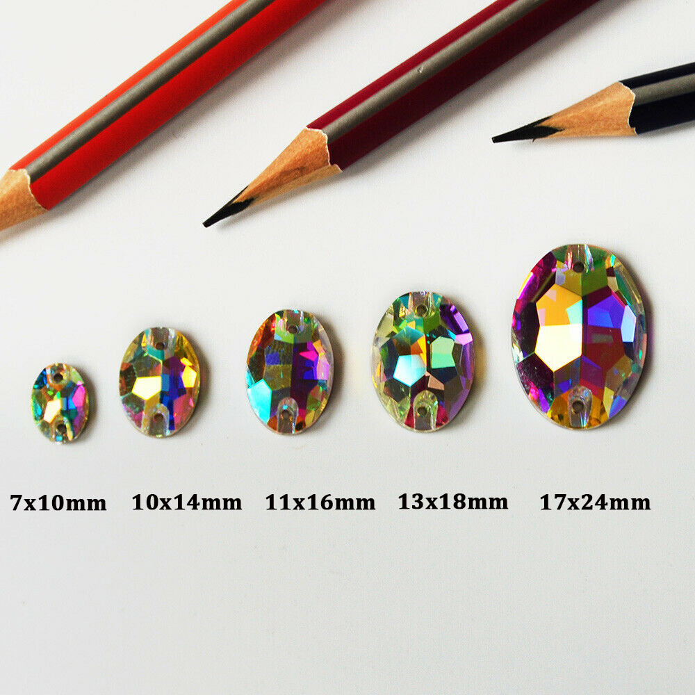 Oval Glass Sewing Strass Flat Back Sew On Crystal Loose Rhinestone for Mask DIY