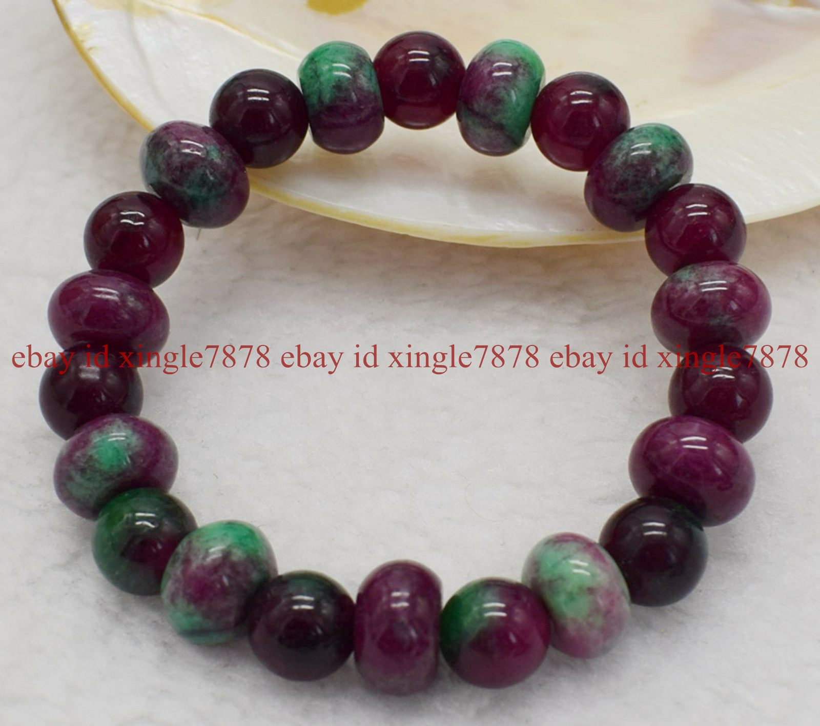 Top Natural Red Green in Epidote More Red Gemstone Bead Bracelet AAA+