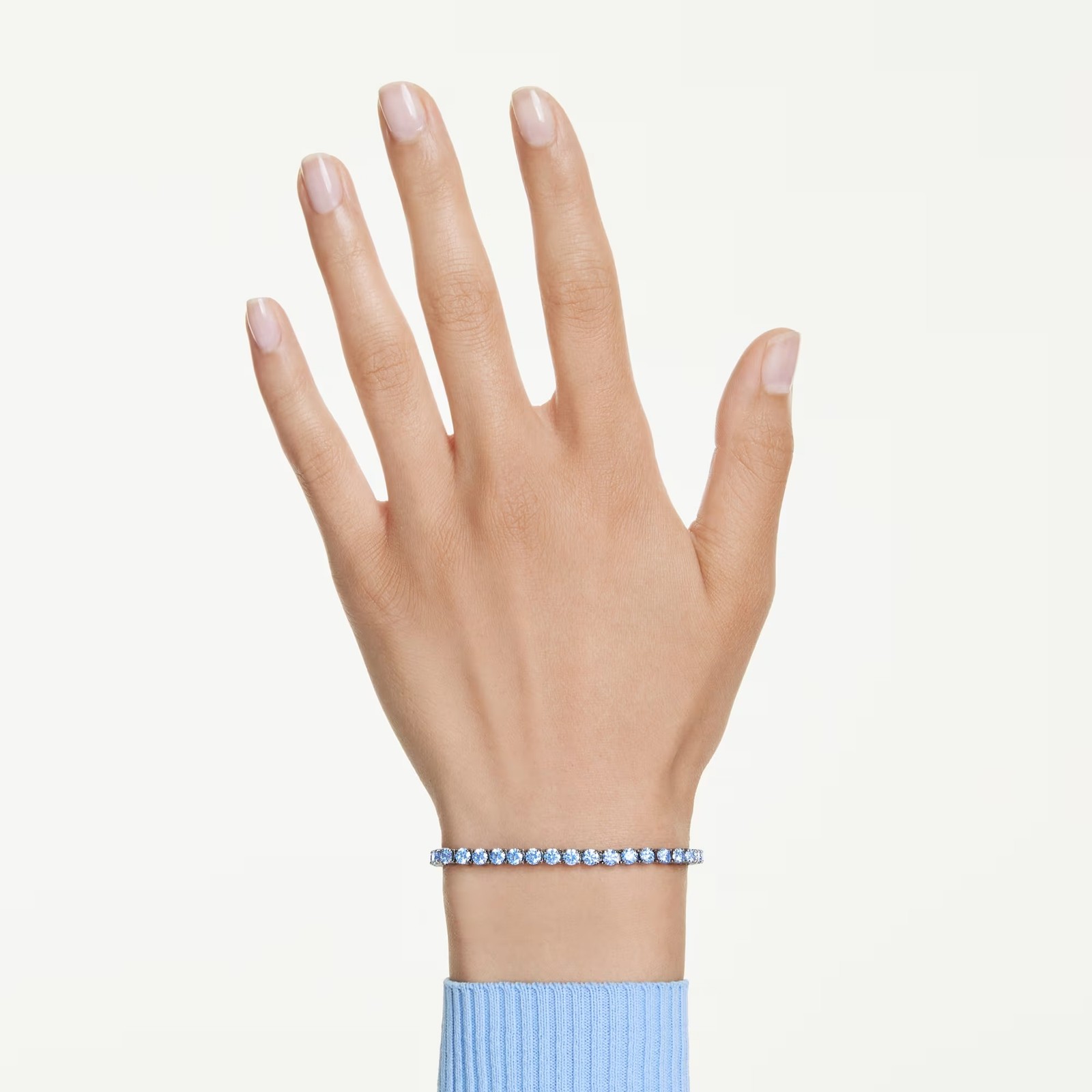 Swarovski Matrix Tennis Bracelet, Round Cut, Blue, Ruthenium 5743440 (Size M)