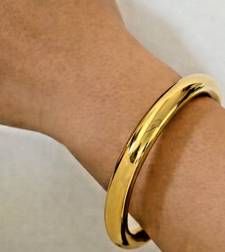 Gold Plated Stainless Steel Bangle Bracelet PVD Gold Tone 2.4 inches