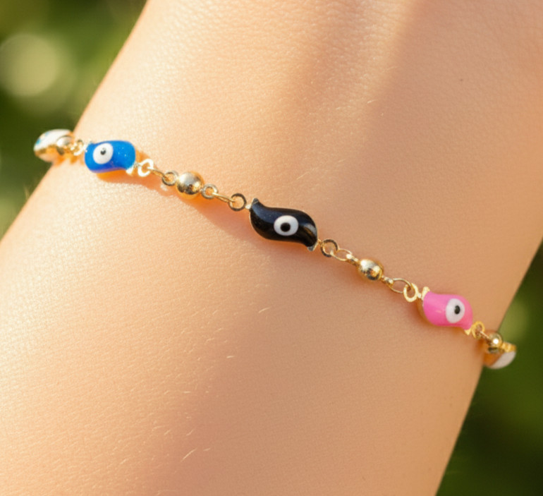 Stacking Bracelet, Evil Eye Bracelet Colorful Nazar Charm Wrist Jewelry