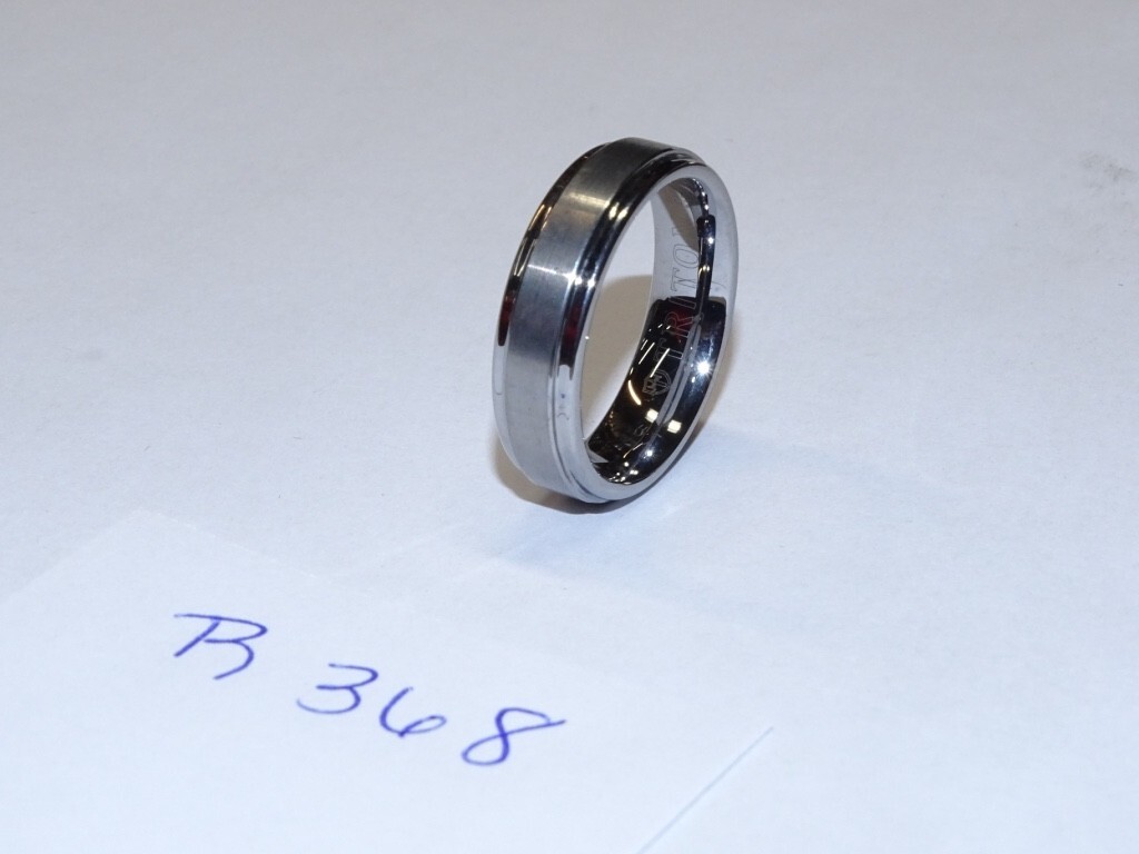 Triton Tungsten Carbide Wedding Ring 6mm Size 10-1/2 Silver w/ Raised Ctr. #R368