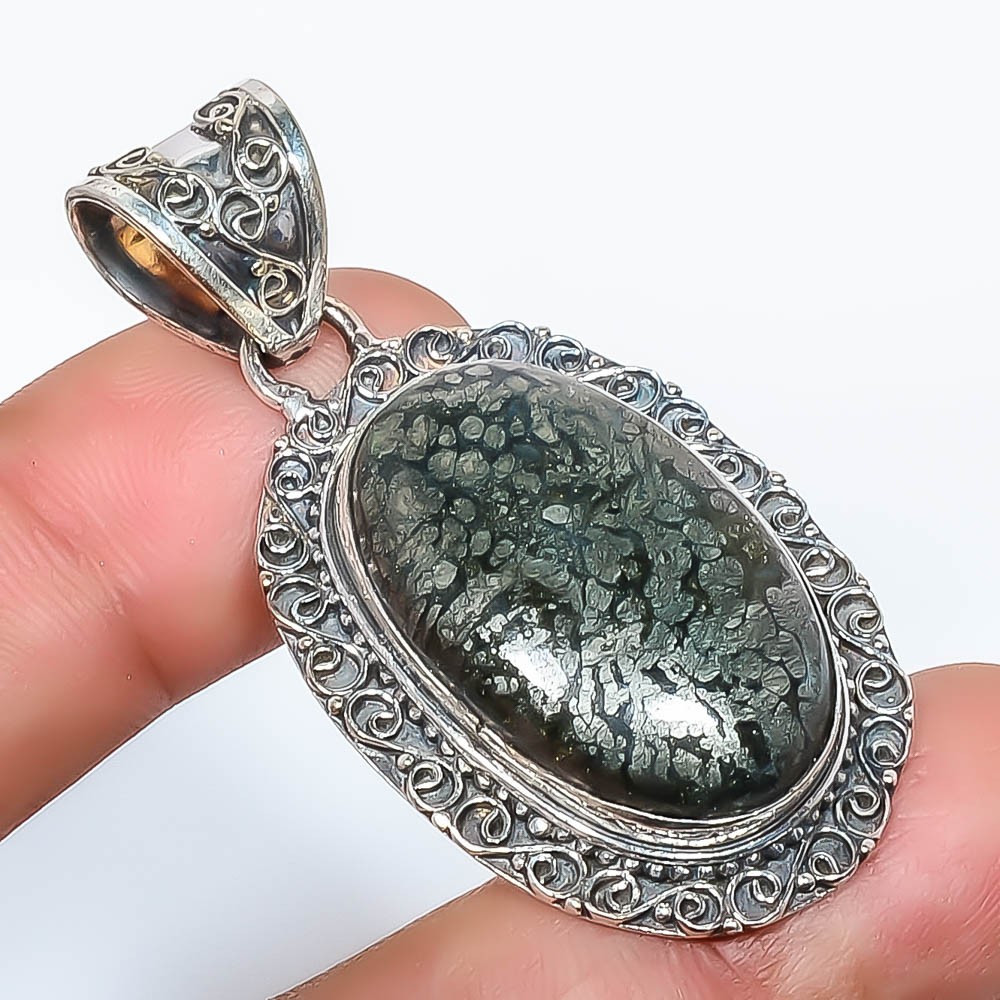Marcasite – Callahan Mine Gemstone 925 Silver Plated Pendant 1.95″ T50