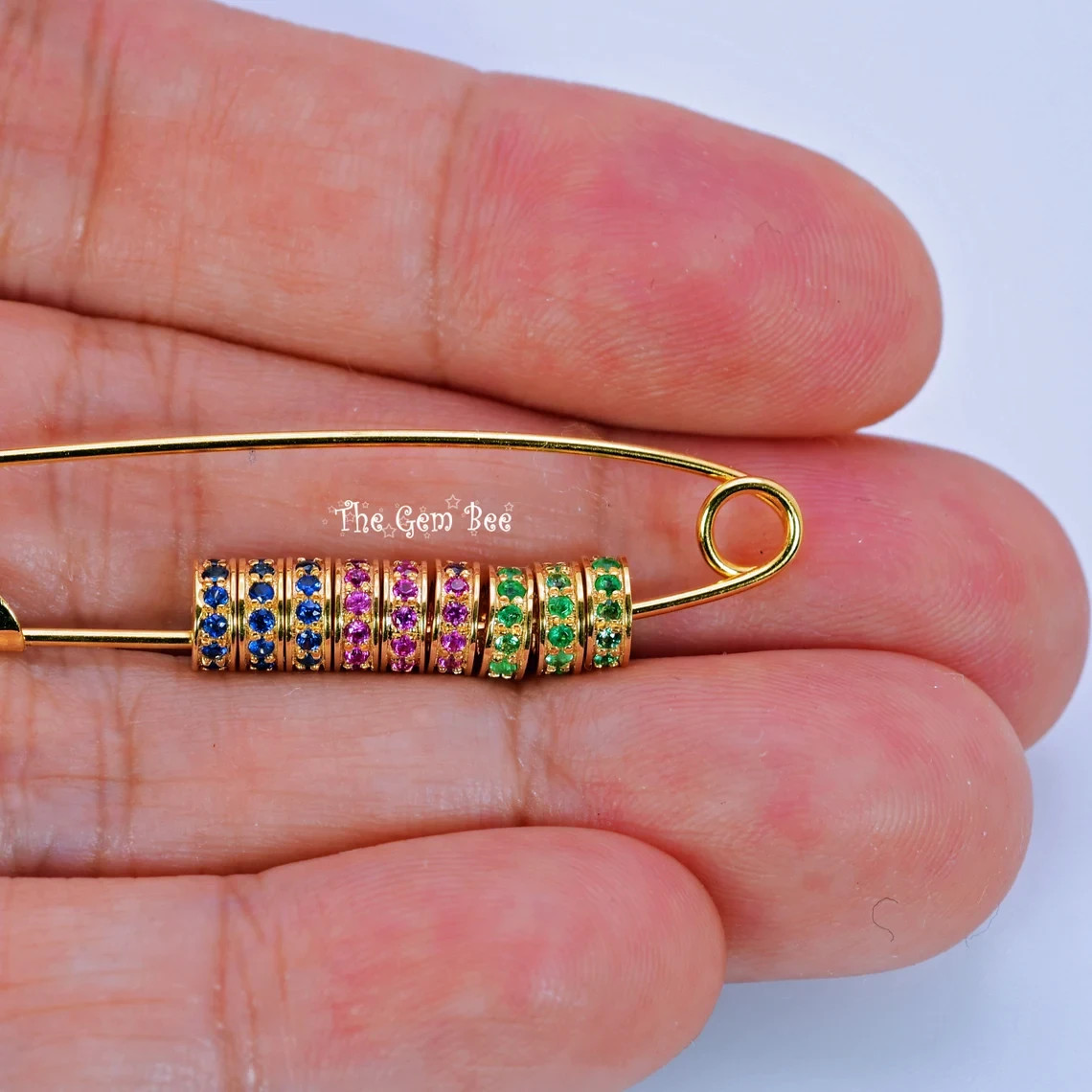 5mm 18k Solid Yellow Gold Ruby Eternity Rondelle Spacer Finding Bead