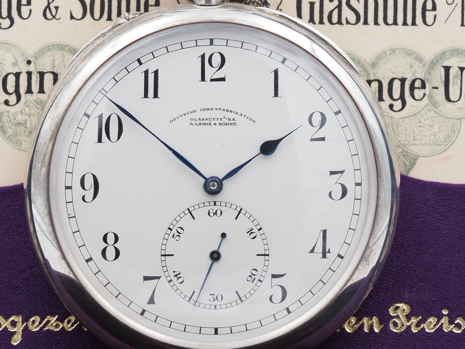 A. Lange & Söhne Pocket Watch Glashütte Silver 93701 With Box & Certificate