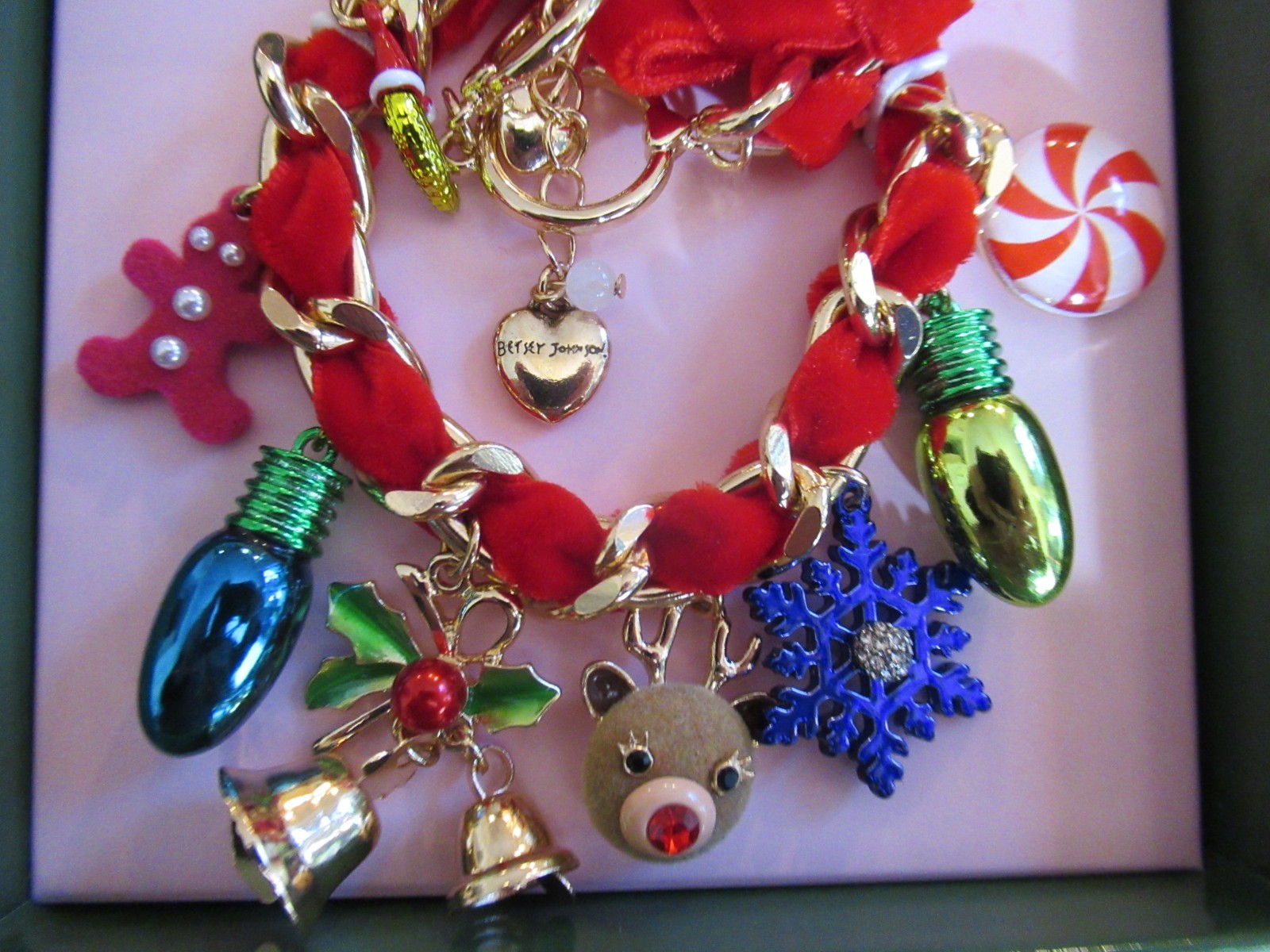 Betsey Johnson Authentic Christmas Bauble Lights Bracelet Reindeer NIB
