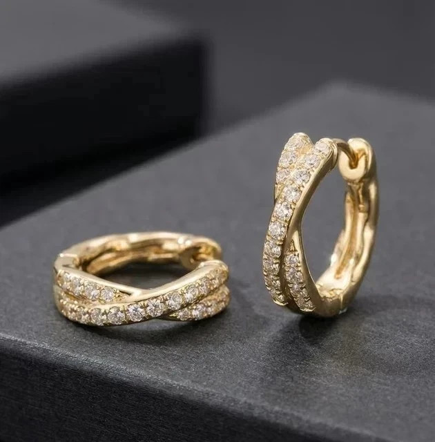 Pretty Hoop Earring In 14K Yellow Gold Plated 2.20Ct Round Cut Lab Grown Diamond