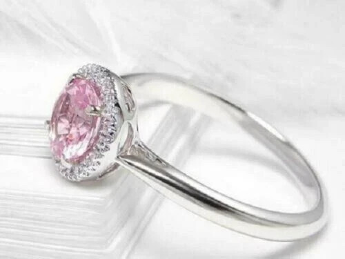 2.00Ct Engagement Women Ring Lab-Created Pink Sapphire 14k White Gold Finish