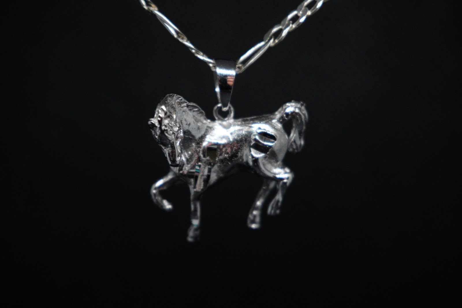 925 Sterling Silver Horse Pendant Polished 25mm Western Equestrian