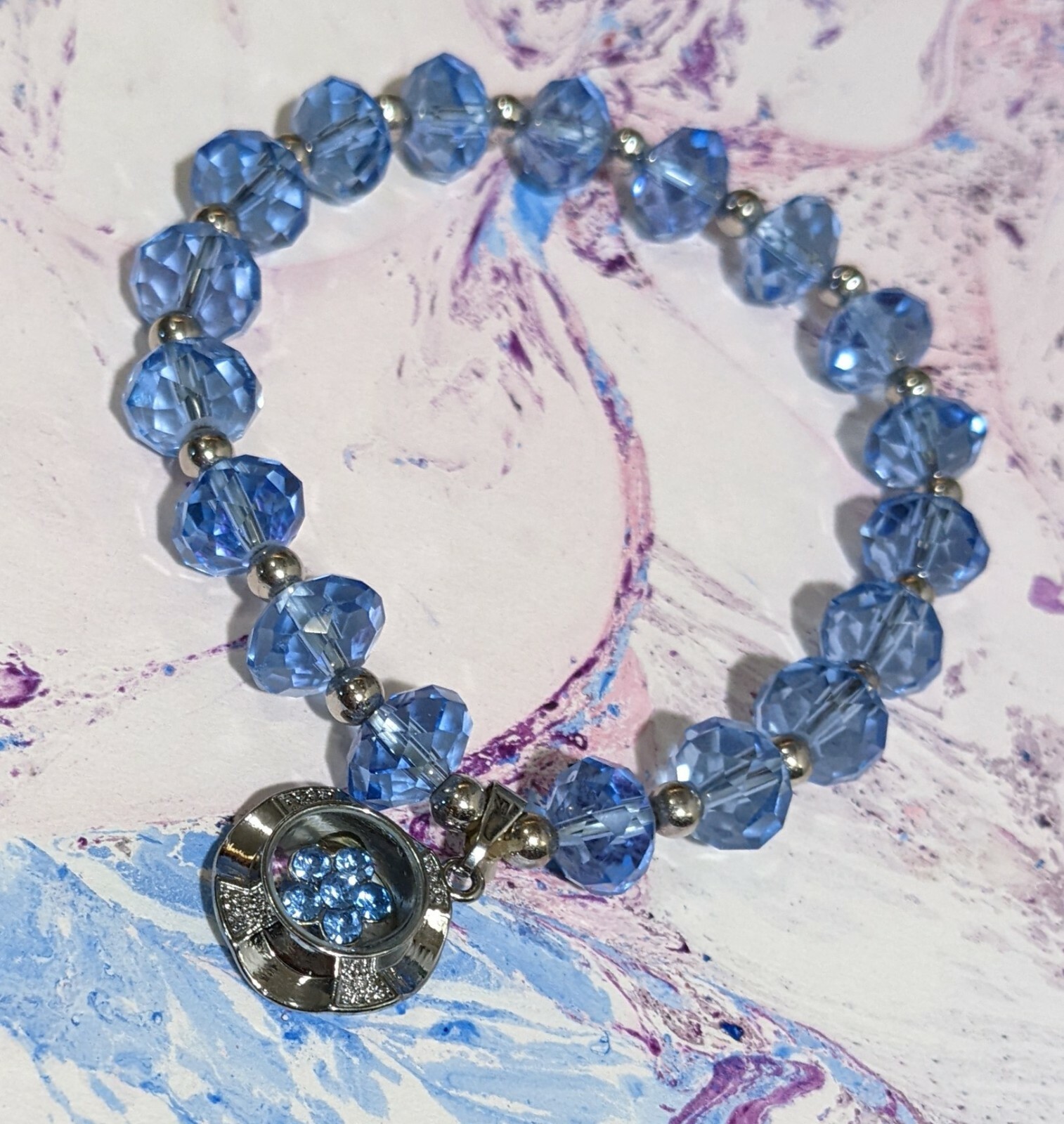 Birthstone Bracelet Blue Zicron Blue Bracelet for Women Beaded Stretch December