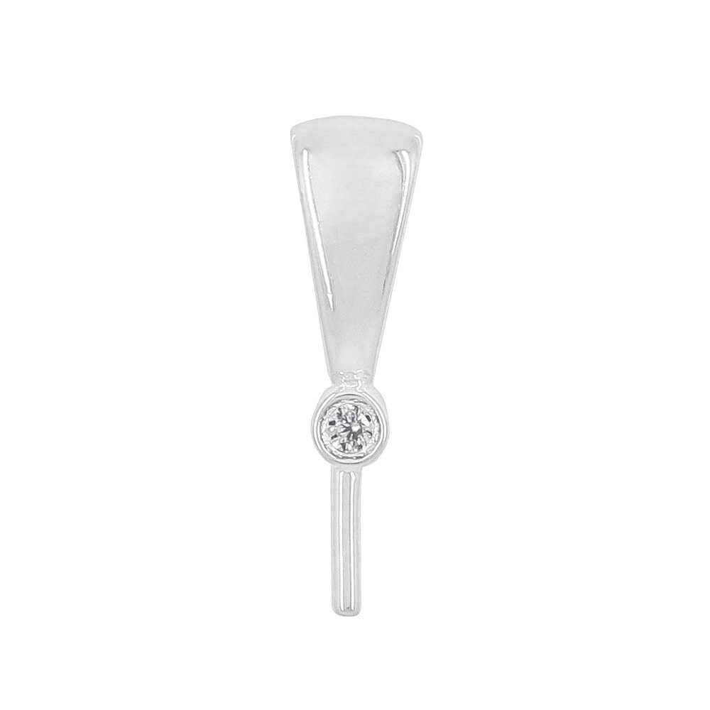 1PC Fine Sterling Silver CZ Pendant Connector Bail Clasp Slider with Pin #97260