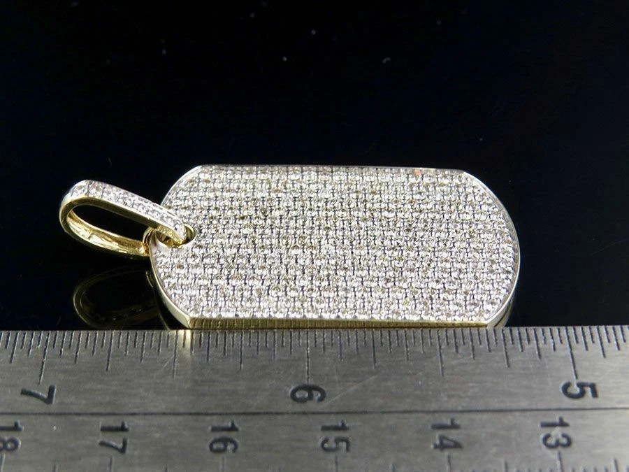 4 Ct Round Cut Real VVS1 Moissanite Men’s Dog Tag Pendant 14k Yellow Gold Plated
