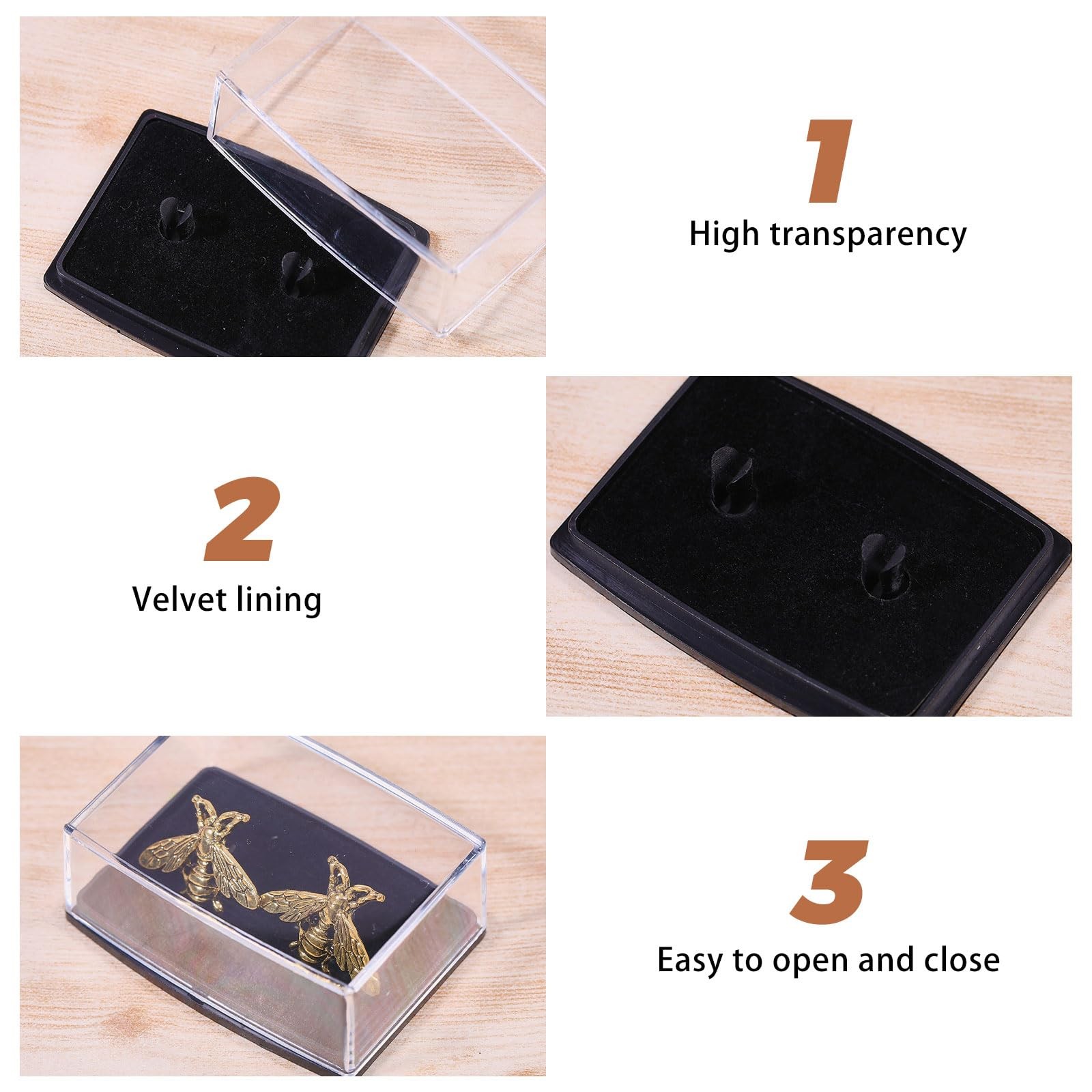 6 Pcs Plastic Cufflinks Box Clear Storage Gift Box Jewelry Display Box Transp…
