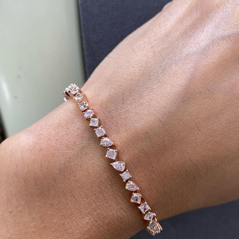 9.5 Ctw Multi-cut Created Diamond Tennis Bracelet 14K Rose Gold Plated 7.5 Inch