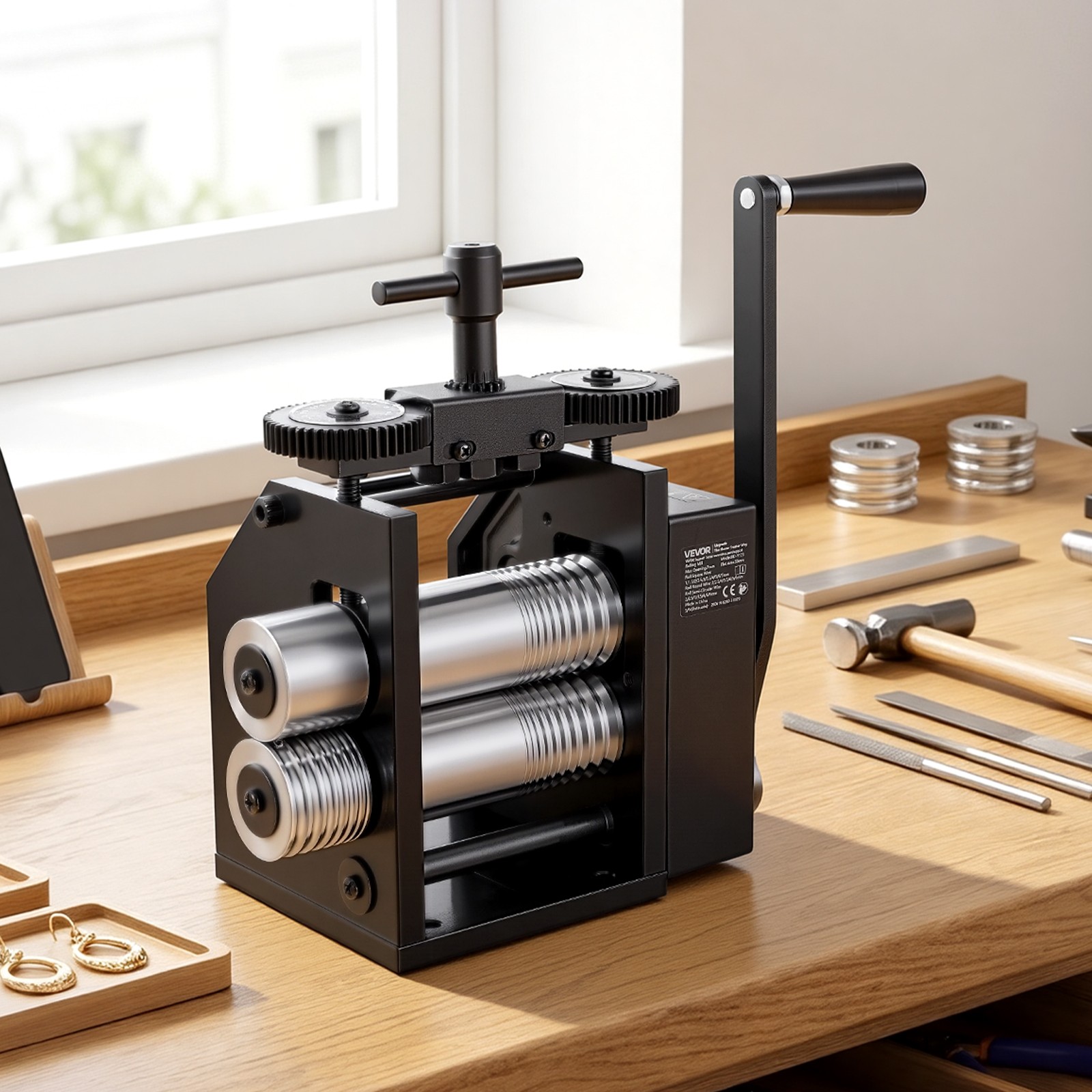 VEVOR Rolling Mill Jewelry Roller Mill 4-in-1 Round Flat Square and Half-Round