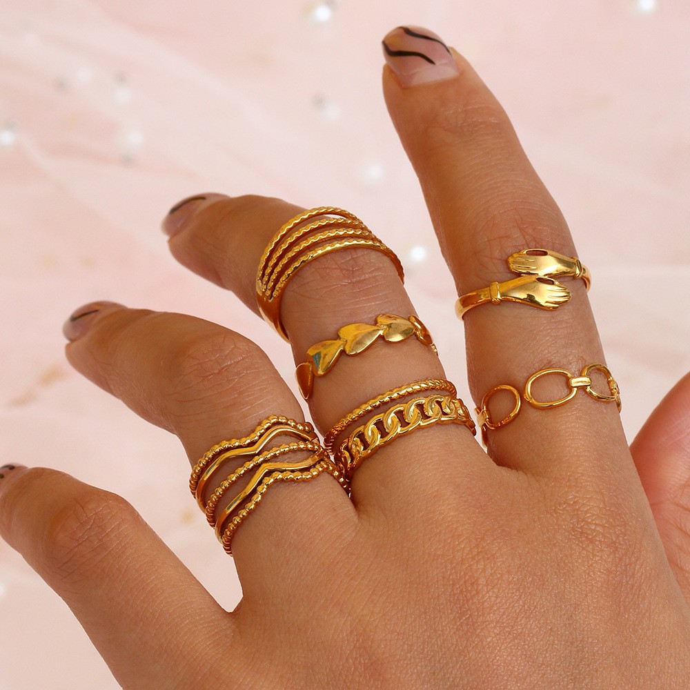 Hollow-opening multi-style stainless steel fashionable ring