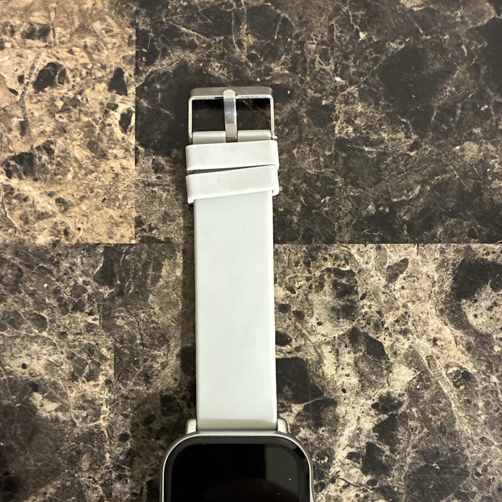 44mm Smart Watch Silver Metal Case White Silicone Band Touchscreen + Charger