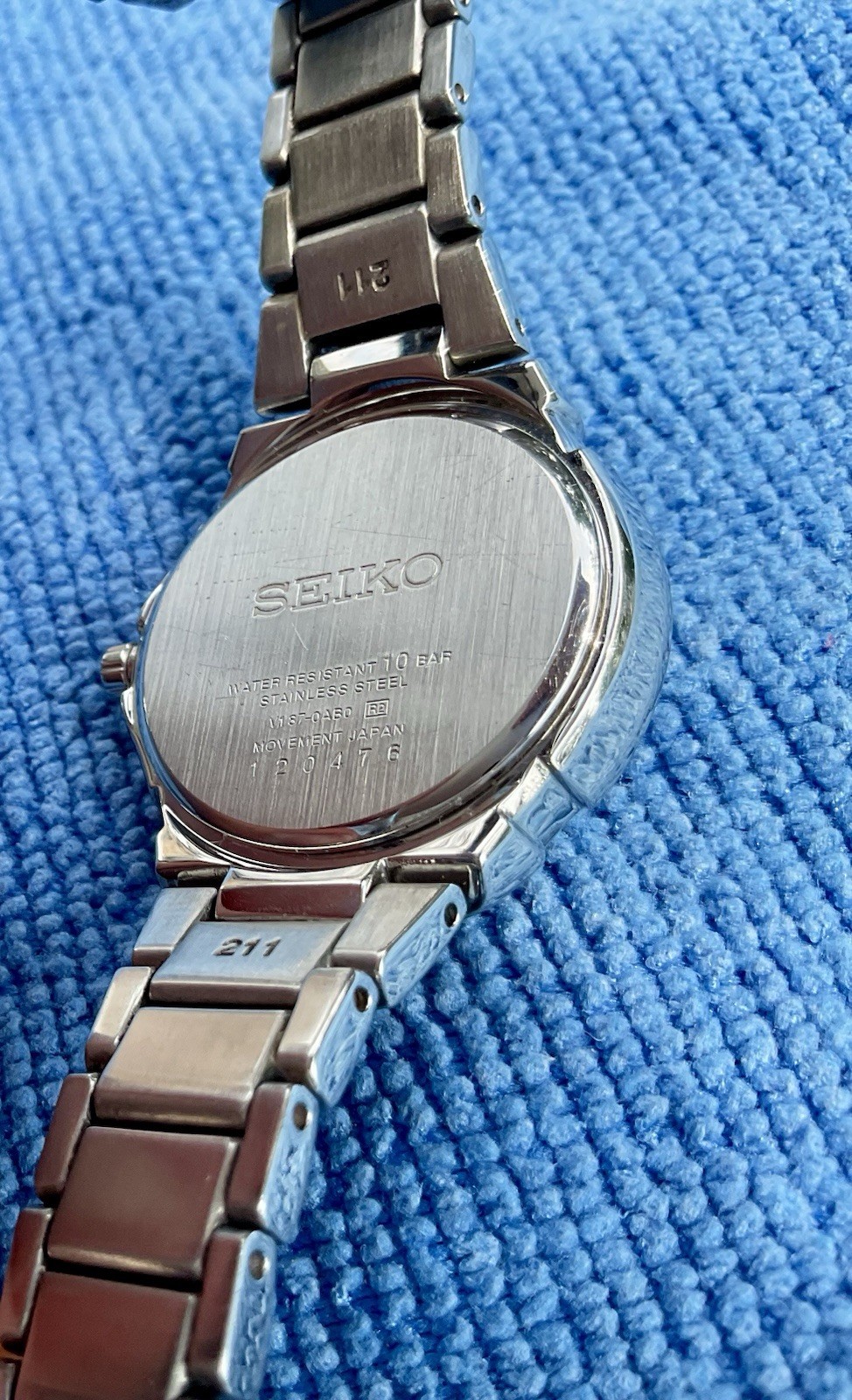Seiko Solar Watch Womens Cream Dial Date 100M Stainless Steel Bracelet 120476