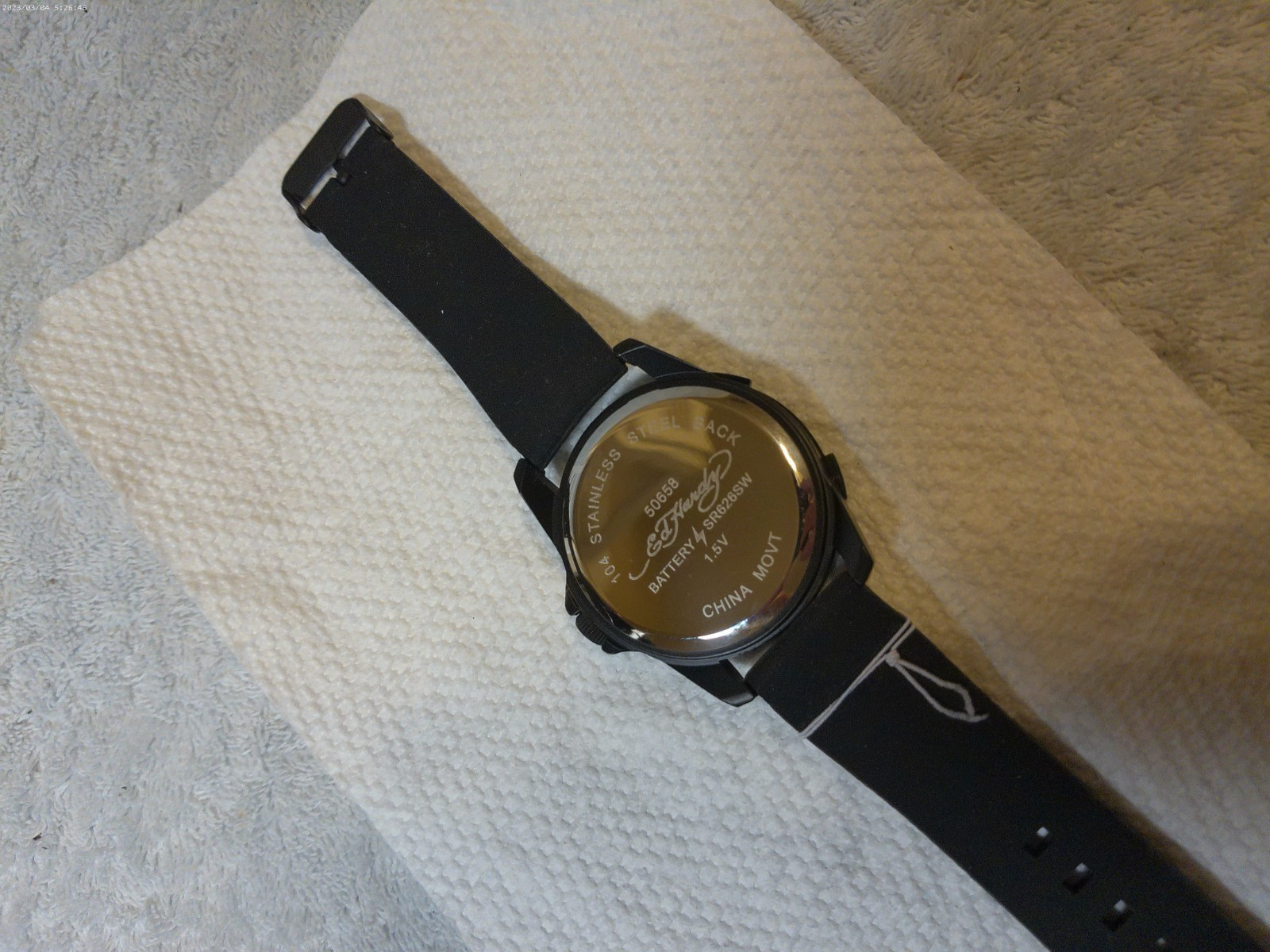 Ed Hardy Men’s Bling Skull Watch Black Rubber Strap Brand ” SEE DETAILS & PICS “