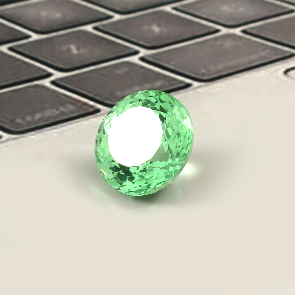 Natural Flawless Ceylon FL Green Parti Sapphire 22 Ct Round Cut Loose Gemstone