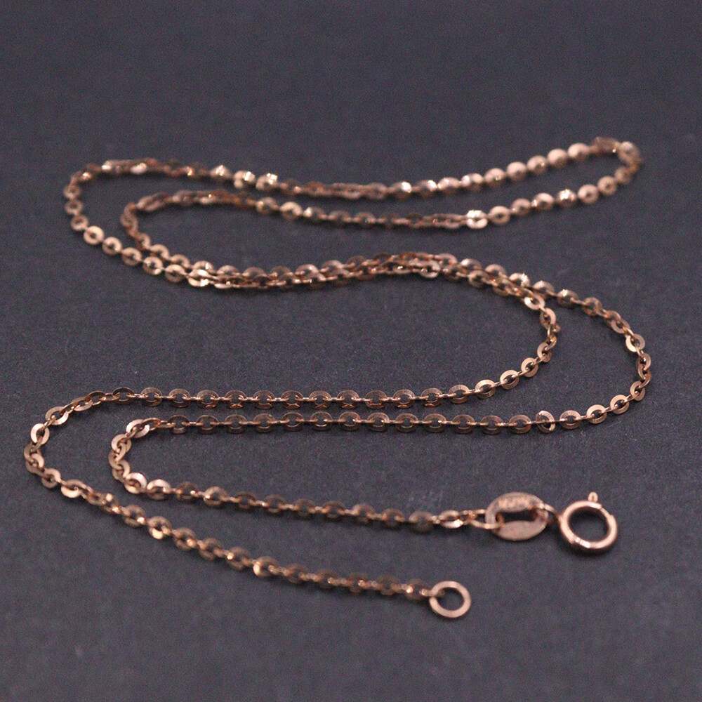 Real Au750 Pure 18K Rose Gold Chain 1.5mm Lucky O Link Necklace 2.2-2.3g 17.9in