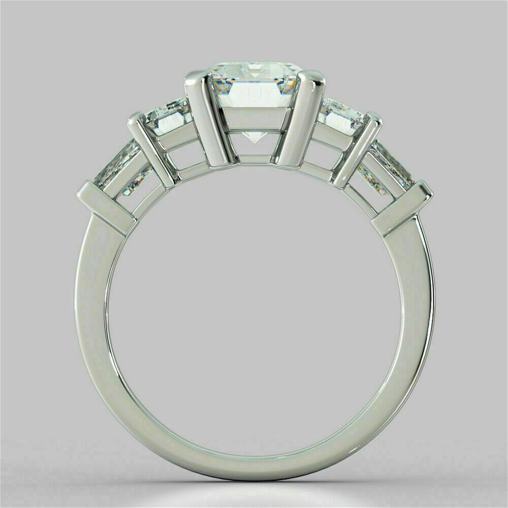 2.30Ct Lab Created Emerald Diamond Engagement Ring 14K White Gold Finish