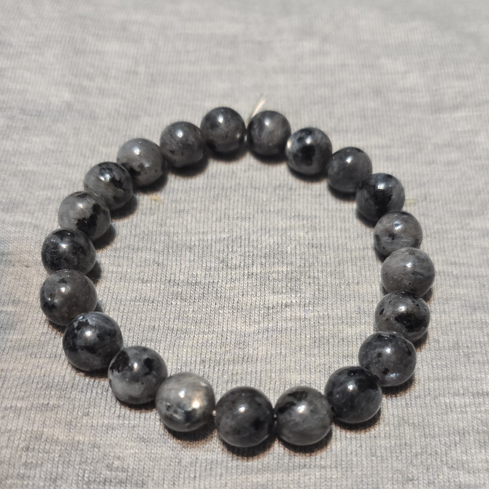 Larvikite Natural Gemstone Bracelet Handmade Stretch Beaded 6mm – 7″