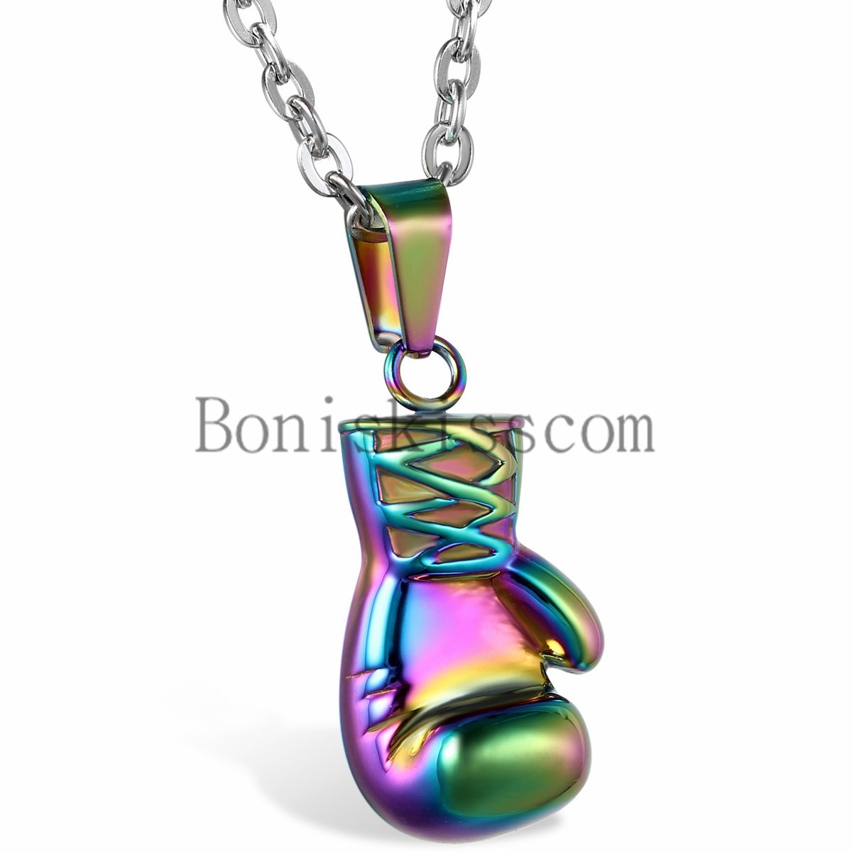 Rocky 3D Boxing Glove Charm Stainless Steel Men’s Pendant Necklace 22inch Chain