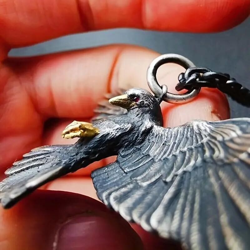 Vintage Silvery Eagle Pendant Necklace Fashionable Hip-Hop Men’s Accessory Gift