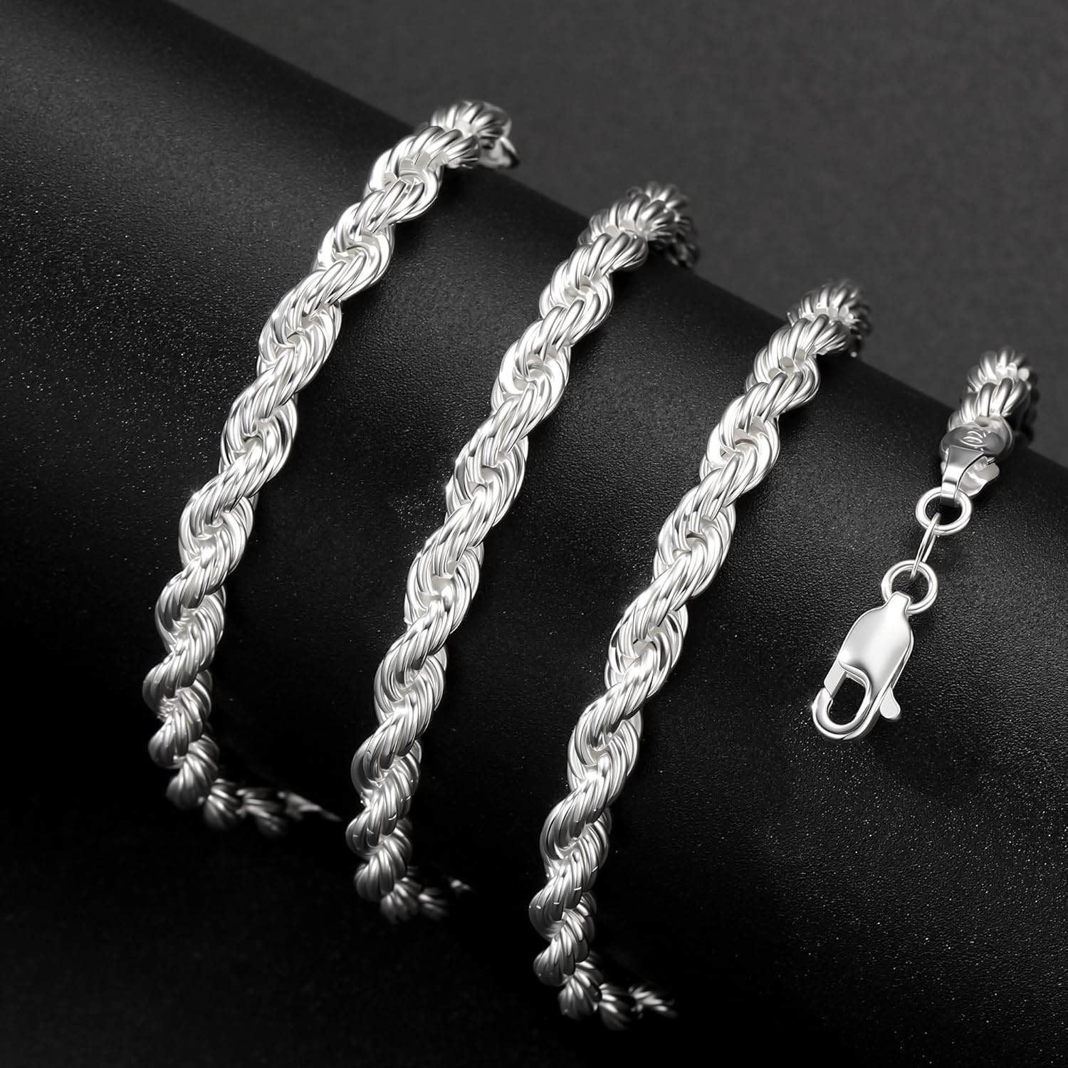 925 Sterling Silver Diamond Cut 3mm 4mm 5mm Rope Chain Exquisite Silver Chain…
